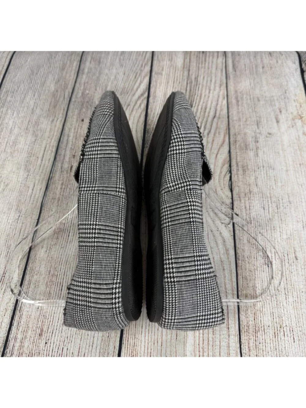 Time and Tru Pointed Toe Flats Black White Houndstooth Fabric Pattern Size 7.5